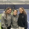 Monomoy senior captains Sophia Sarabia, Lilly Gould and Tatiana Malone pose for a photo after Monday’s 5-0 loss to St. John Paul II at Mid-Cape Athletic Club in South Yarmouth. BRAD JOYAL PHOTO
