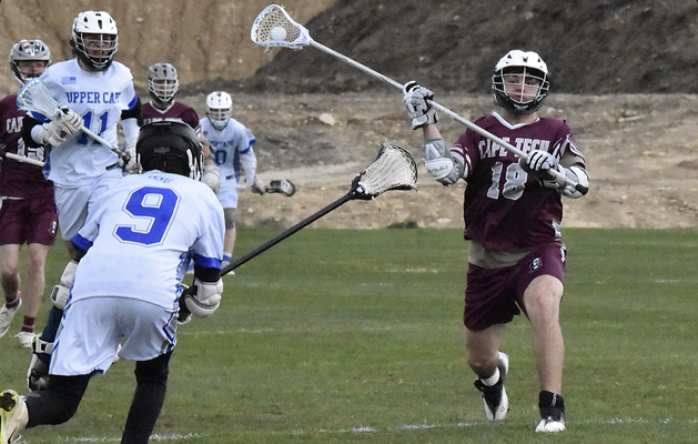 Cape Cod Tech junior Damien Cook fires a shot that resulted in the Crusaders’ only goal.