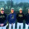 From left to right: Nauset seniors Chase Beach, Ethan Beer, Kieran Handville and Evan Archer pose for a photo after a recent baseball practice. BRAD JOYAL PHOTOS