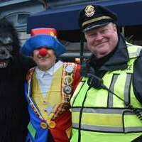 The Carnival Caper Gorilla (John Whelan), Bill Bystrom and Lt. Andy Goddard at the road race.